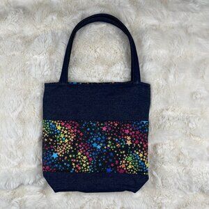 Handmade | Colorful Jeans and Stars Tote bag